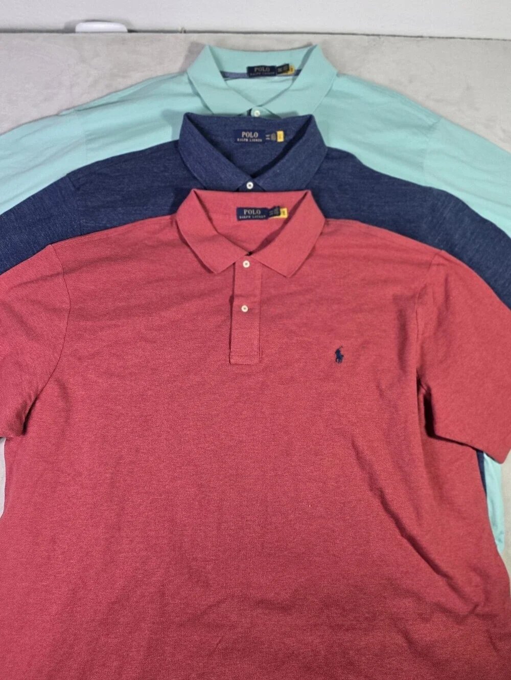 Lot Of 3 Polo Ralph Lauren Cotton Polo Shirt Short Sleeve Red Blue Mens 4XLT